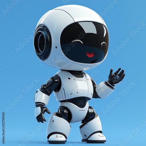 A cheerful illustration of a cute, happy robot, a friendly chatbot photo