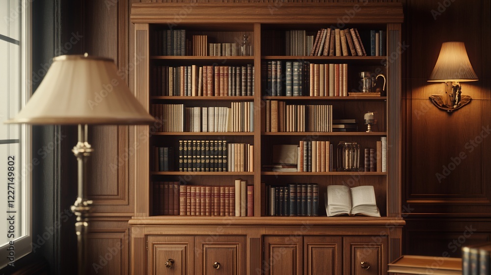 Bookshelf, study, library, reading, home, interior, wood, elegant, calm, antique, background, literature, knowledge, education, design Bookshelf, study, library, reading, home, interior, wood, elegant, calm, antique, background, literature, knowledge, education, design
