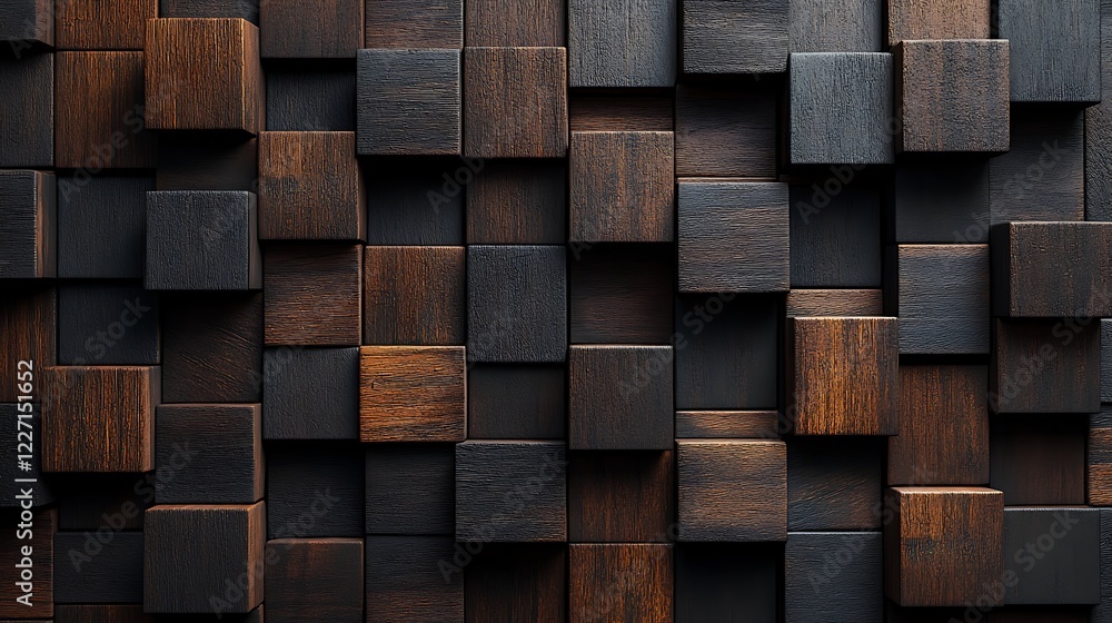 Textured Wooden Cubes in Grid Pattern Textured Wooden Cubes in Grid Pattern