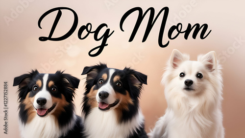 Pure Love and Loyalty: A Gorgeous Dog Stays Close to His Mom, Sharing an Unbreakable Bond of Affection with dog and mom background ai.

