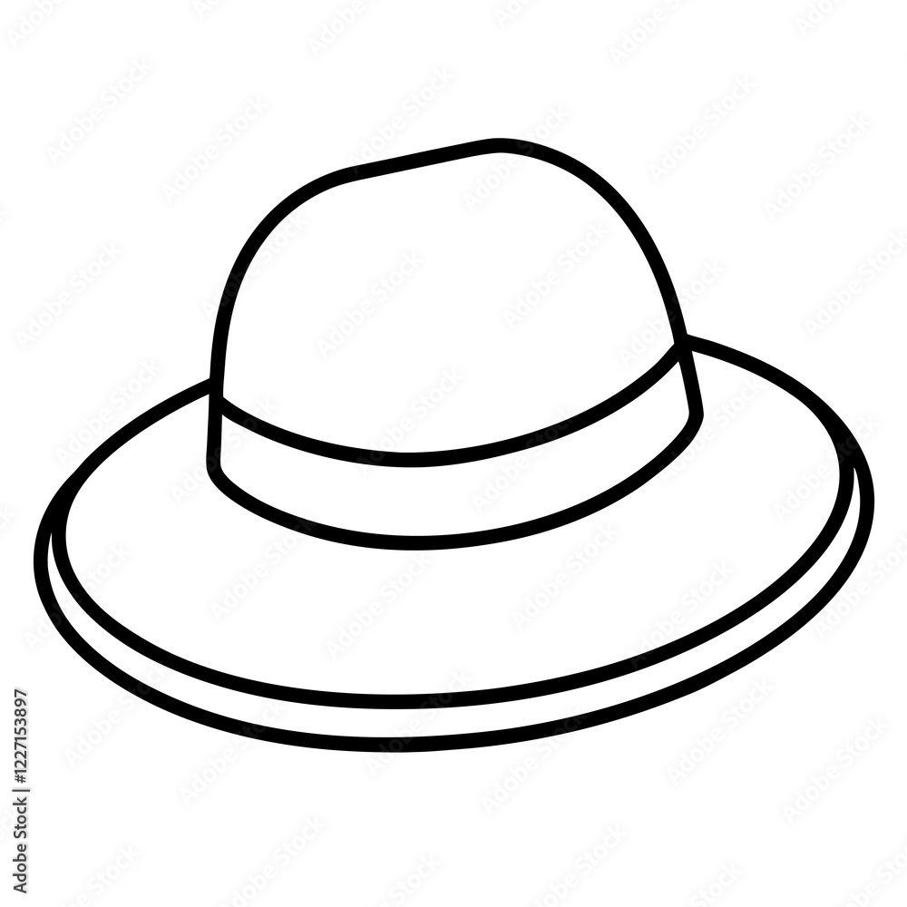 Sun Hat Silhouette on White Background Sun Hat Silhouette on White Background