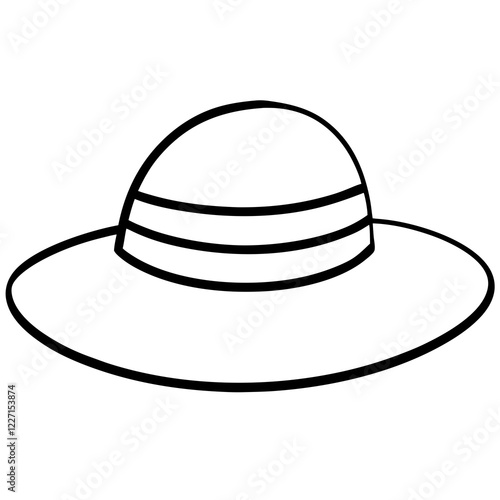 Sun Hat Silhouette on White Background