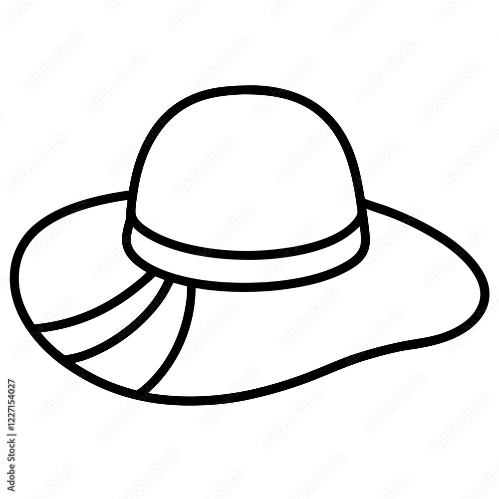 Sun Hat Silhouette on White Background Sun Hat Silhouette on White Background