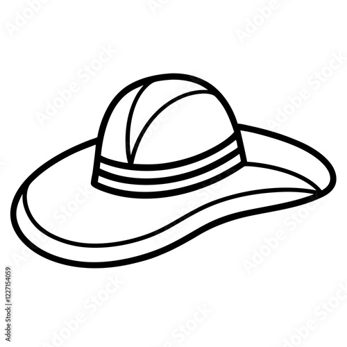 Sun Hat Silhouette on White Background