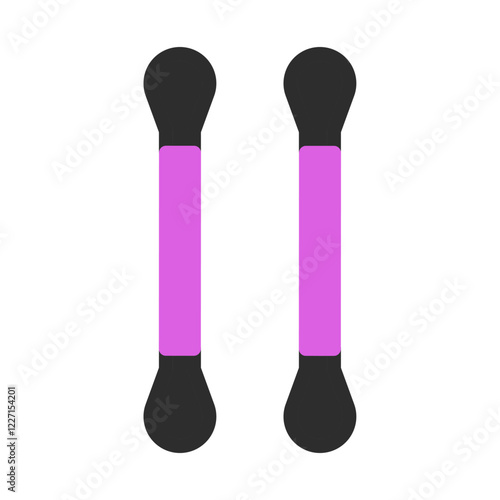 Two stylized cotton swabs with a violet center