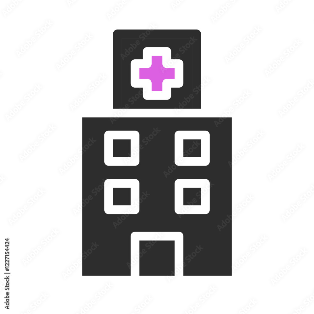 Modern Healthcare Structure with Purple Medical Sign Modern Healthcare Structure with Purple Medical Sign