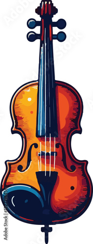 Violin silhouette vector art illustration. Black and white violin vector illustration.