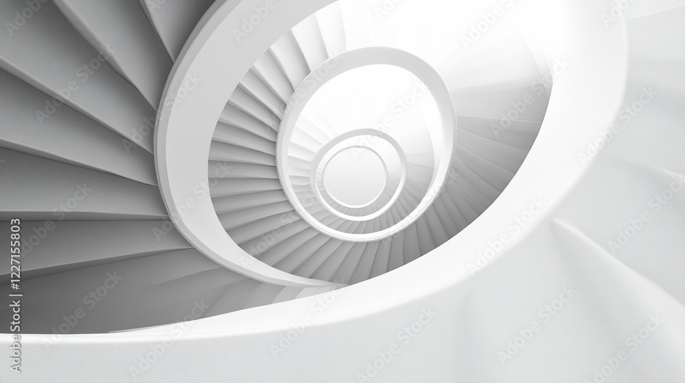 White spiral staircase, modern building, interior design, ascent, architectural visualization White spiral staircase, modern building, interior design, ascent, architectural visualization