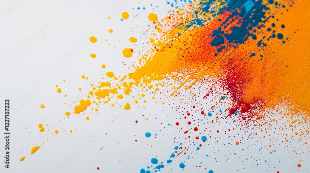 Fototapeta premium Colorful powder explosion on white background, vibrant splash, design element
