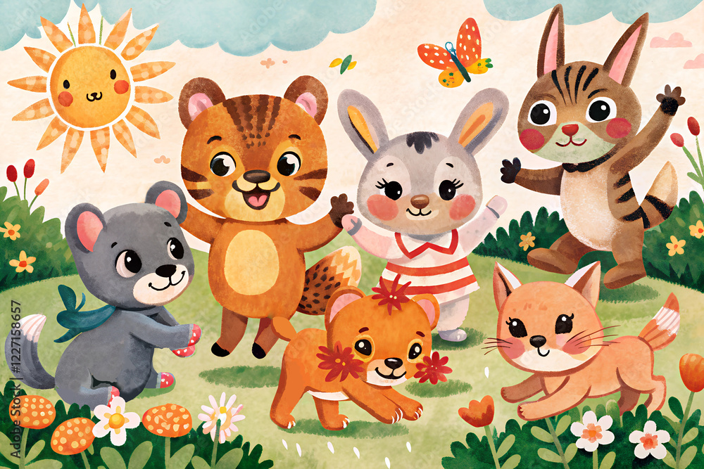 Group of funny cartoon animals Group of funny cartoon animals