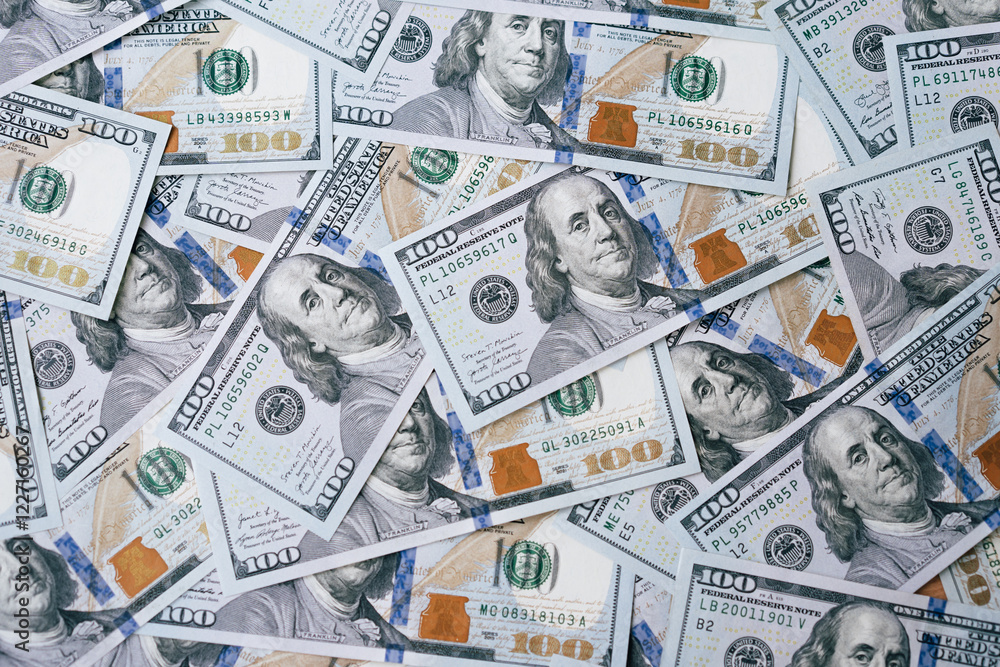 Pile of US One Hundred Dollar Bills Representing Wealth and Financial Success Pile of US One Hundred Dollar Bills Representing Wealth and Financial Success