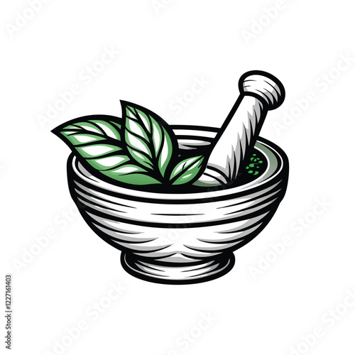 Design a sophisticated logo a mortar and pestle entwined with a stylized olive branch, conveying natural healing.