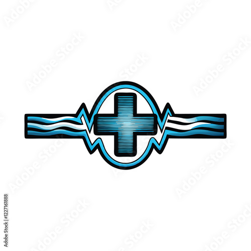 Design a modern, minimalist logo a stylized pulse wave incorporating a witty, unexpected element.  Aim for a clean, memorable design.