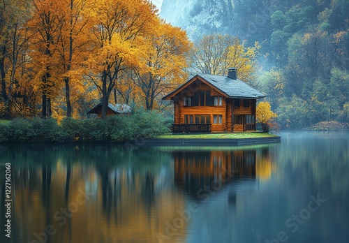 Amazing scenery from Finland, showcasing water and forest reflections, with a vintage effect applied