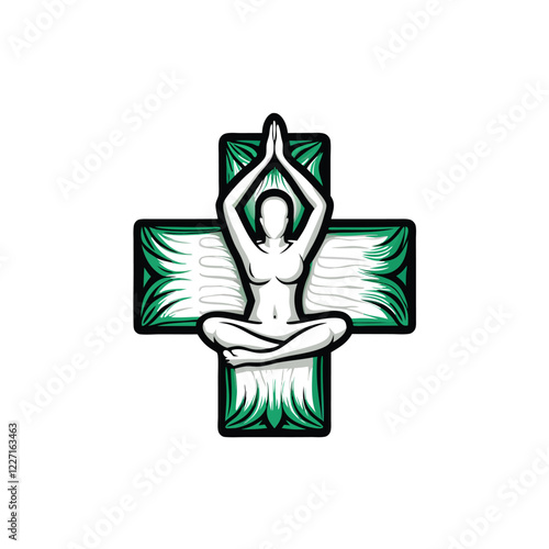 Design a minimalist logo featuring a person in a yoga tree pose, incorporating a stylized lotus flower.  Aim for a serene and balanced aesthetic.