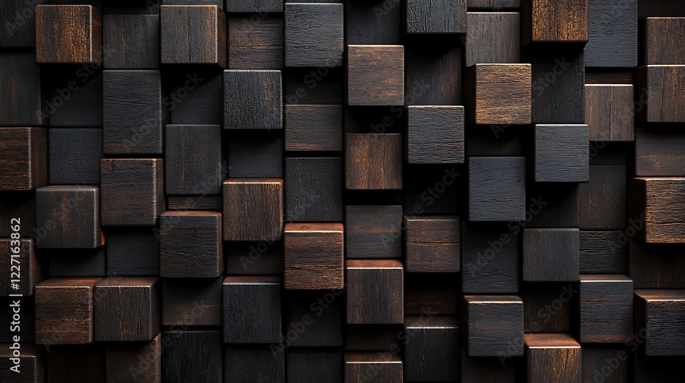 Textured Wooden Cubes in Grid Pattern Textured Wooden Cubes in Grid Pattern