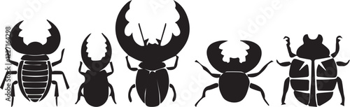 A set of insects silhouettes for flat design. Hand drawn vector illustration