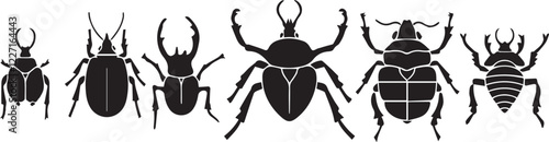 A set of insects silhouettes for flat design. Hand drawn vector illustration