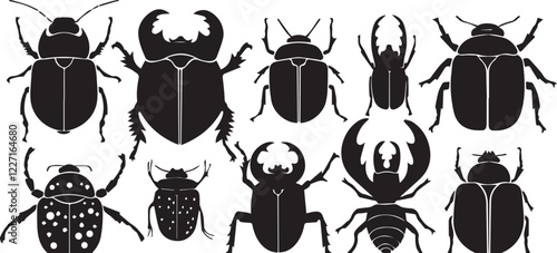 A set of insects silhouettes for flat design. Hand drawn vector illustration
