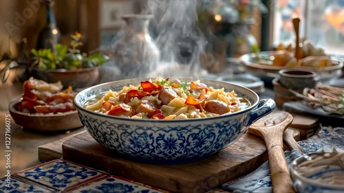 Wallpaper Mural Typical dutch food: Sauerkraut stew with smoked sausage and bacon  Torontodigital.ca