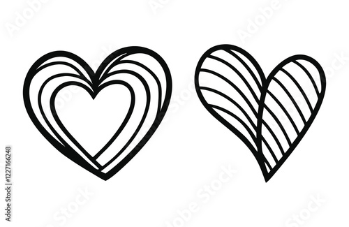 Set of heart vector silhouette