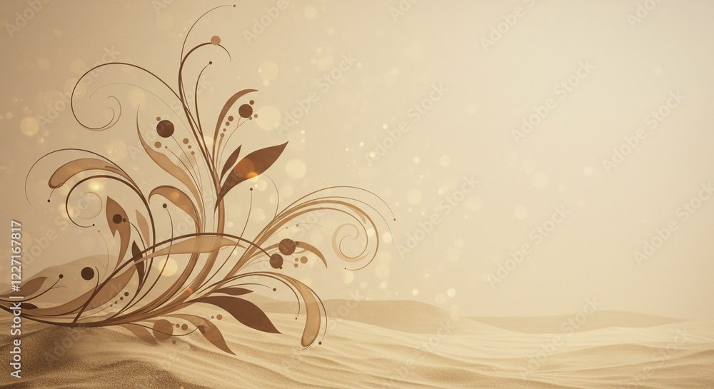 Light brown and beige background in soothing hues with tropical leaves and abstract shapes. Design for text, banners, wallpapers, background, sales, discounts, promotions. Light brown and beige background in soothing hues with tropical leaves and abstract shapes. Design for text, banners, wallpapers, background, sales, discounts, promotions.
