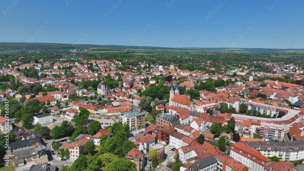 Fototapeta premium Cathedral in Mühlhausen in Thuringia from the air