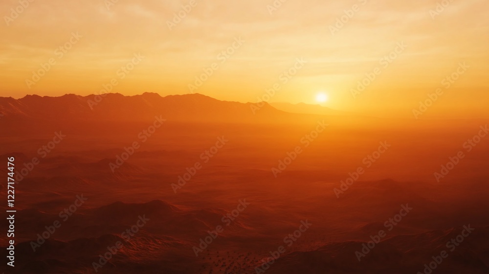 Dramatic sunset over a rugged mountain range in an arid landscape landscape Dramatic sunset over a rugged mountain range in an arid landscape landscape