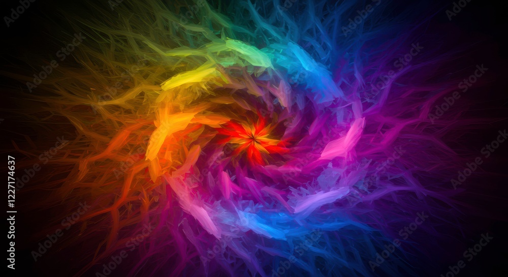 Rainbow Spiral Vortex: A mesmerizing abstract image featuring a vibrant rainbow spiral vortex, radiating energy and color, creating a captivating and hypnotic visual effect. Rainbow Spiral Vortex: A mesmerizing abstract image featuring a vibrant rainbow spiral vortex, radiating energy and color, creating a captivating and hypnotic visual effect.