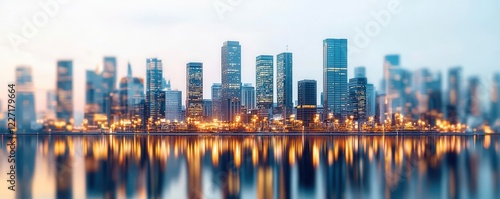 Representation economic policy concept. Layered cityscapes with mirrored trade routes, global commerce, free trade policies