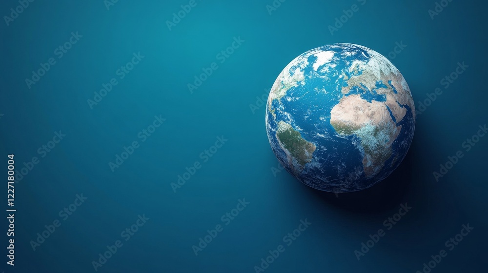 Detailed Earth Globe Render on a Minimalist Blue Background Showing Continents and Oceans Detailed Earth Globe Render on a Minimalist Blue Background Showing Continents and Oceans