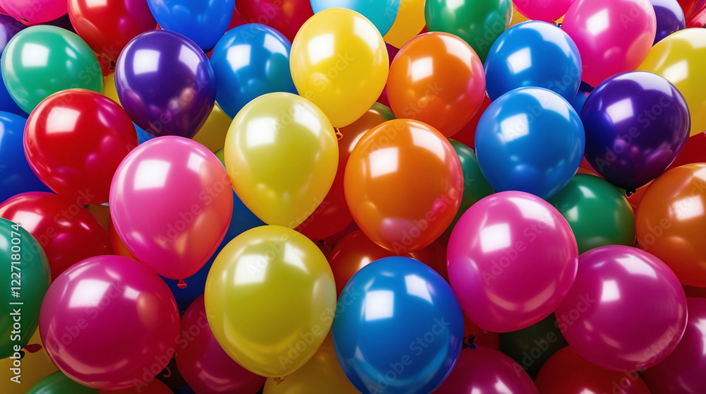Tightly Packed, Shiny Balloons Creating a Fun and Joyful Scene Tightly Packed, Shiny Balloons Creating a Fun and Joyful Scene