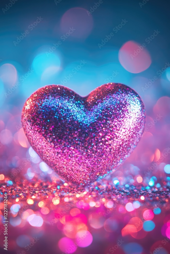Fototapeta premium hearts on shiny bokeh background. Selective focus.