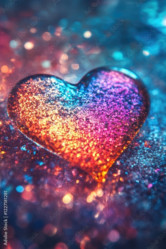 Fototapeta premium hearts on shiny bokeh background. Selective focus.
