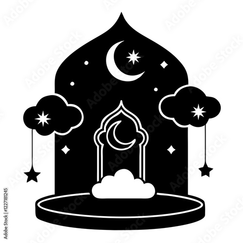 ramadan kareem lantern with crescent and stars vector illustration photo