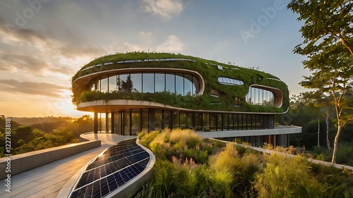 stunning sustainable bioarchitecture building with green roofs