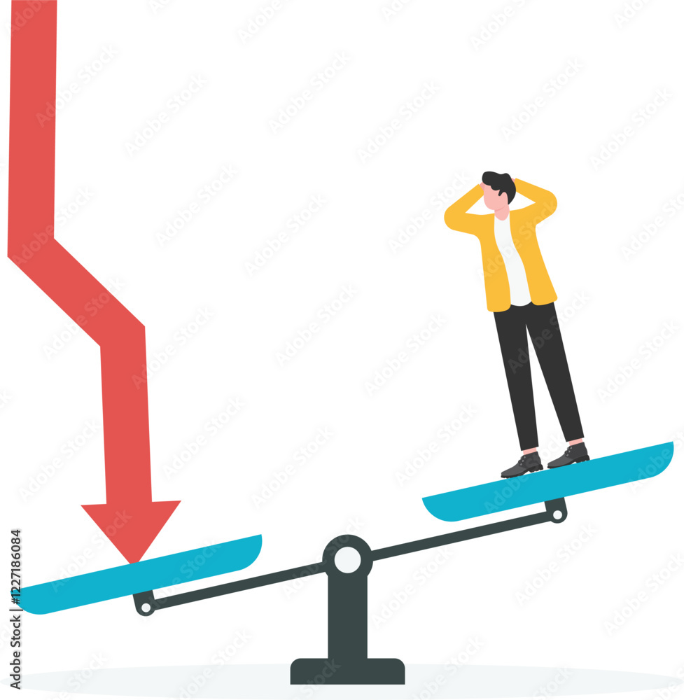 a businessman is distressing for economic decline
a businessman is distressing for economic decline