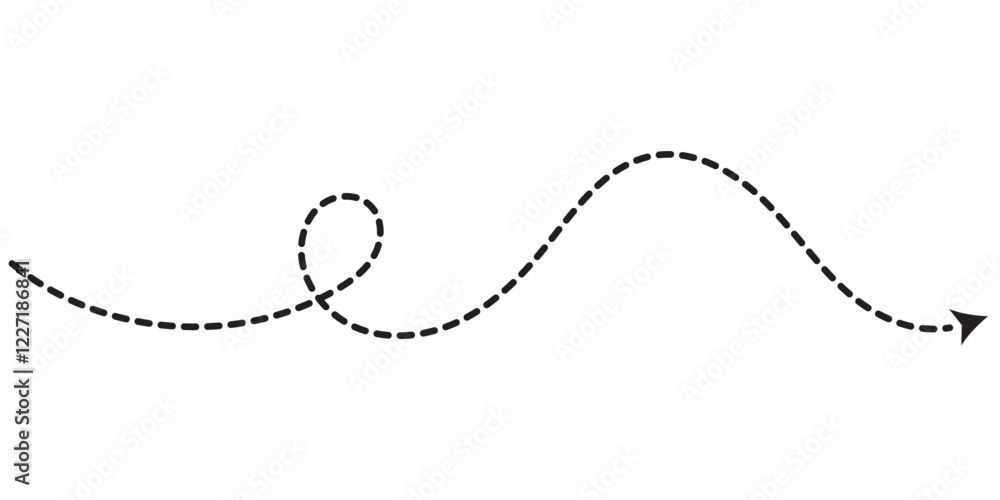 Dashed Arrows doodle dot line arrows set. Vector dots linear arrow set, dashed or dotted moving navigation directionals collection isolated on white background. EPS 10 Dashed Arrows doodle dot line arrows set. Vector dots linear arrow set, dashed or dotted moving navigation directionals collection isolated on white background. EPS 10