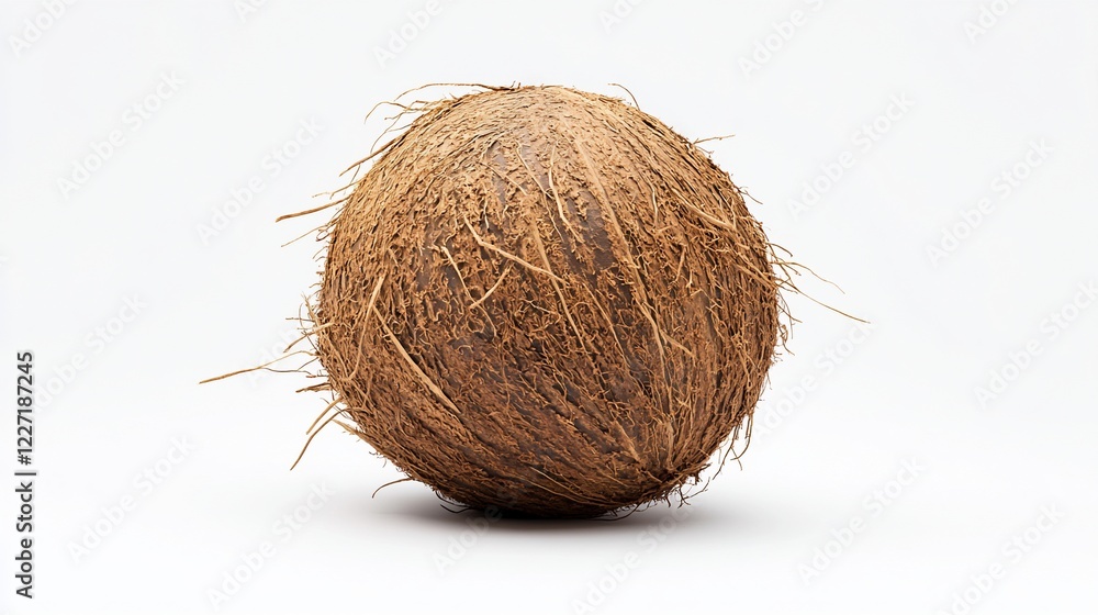 Whole coconut, studio shot, white background, tropical fruit, food photography Whole coconut, studio shot, white background, tropical fruit, food photography