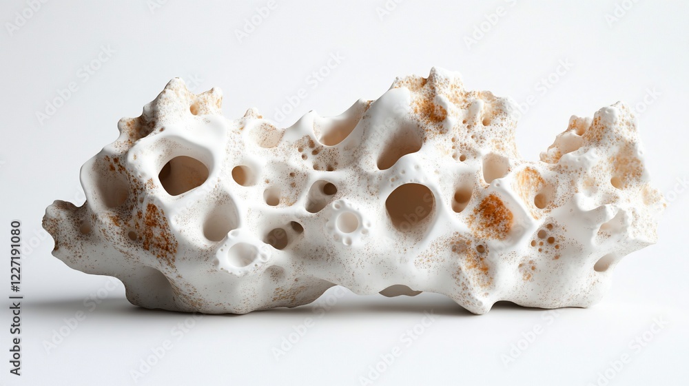 White porous rock, studio shot, textured surface, minimalist background, decor White porous rock, studio shot, textured surface, minimalist background, decor