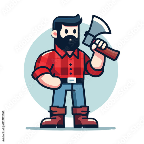 Strong Lumberjack with Axe Illustration