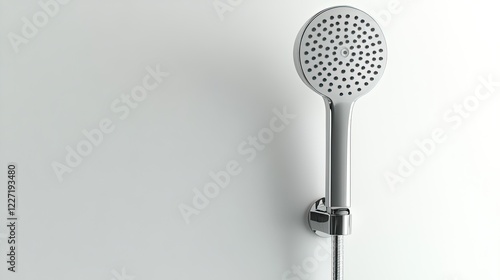 Wallpaper Mural Chrome shower head on white wall, ready to use. Torontodigital.ca