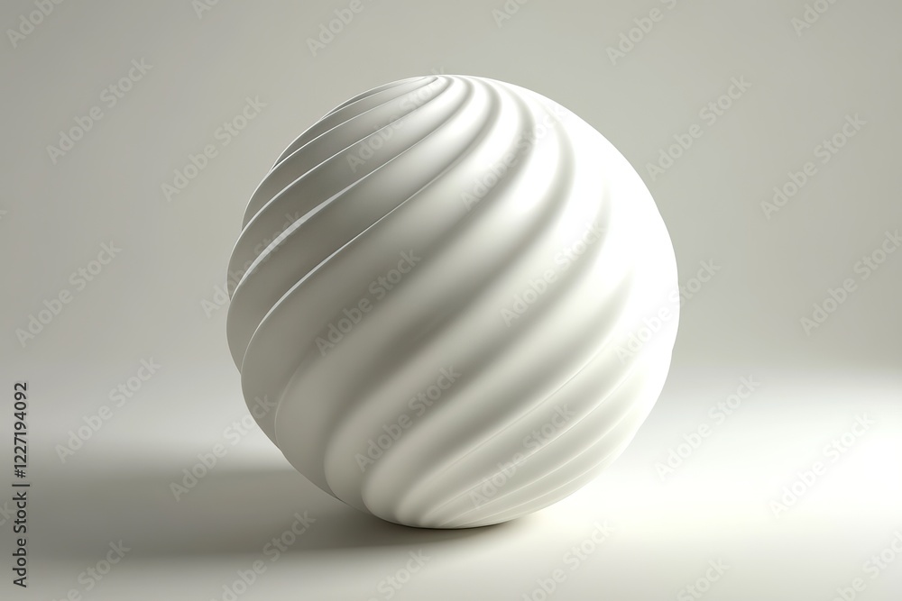 Abstract White Sphere with Spiral Design Abstract White Sphere with Spiral Design