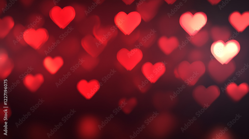 Red heart bokeh lights create romantic atmosphere Red heart bokeh lights create romantic atmosphere