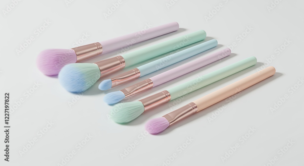 Pastel Makeup Brush Set Soft Bristles Rose Gold Handles Pastel Makeup Brush Set Soft Bristles Rose Gold Handles