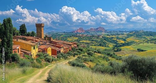 A view of Goceano's castle located in Burgos, Sardinia, Italy, showcasing Sardinian architecture and a significant landmark photo