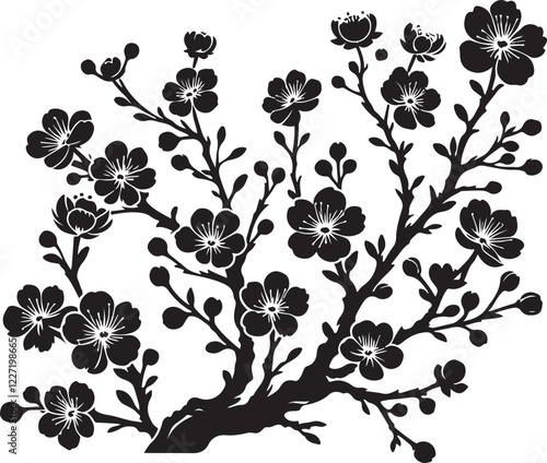 flower art with silhouette design image victor style with the white background.