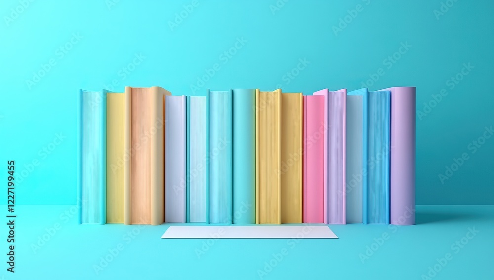 Fototapeta premium Colorful Books on Blue Background