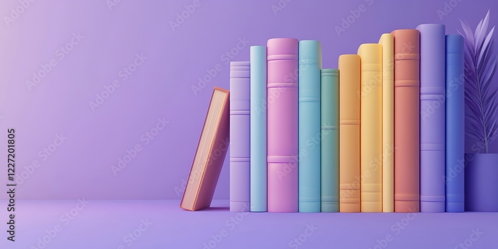 Fototapeta premium Colorful Bookshelf with Rainbow Books