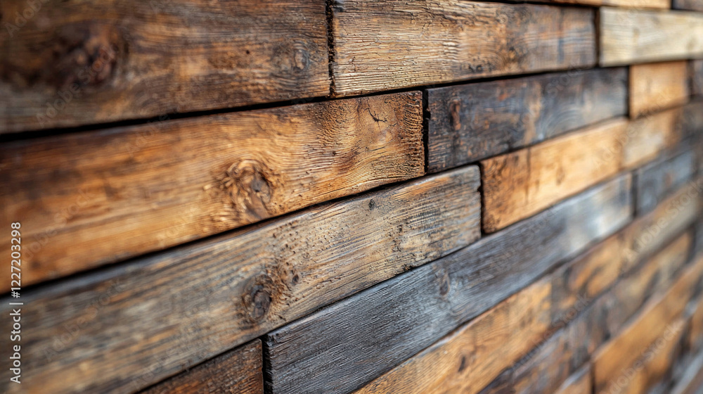 Obraz premium Rustic wooden plank wall background, textured surface for design projects